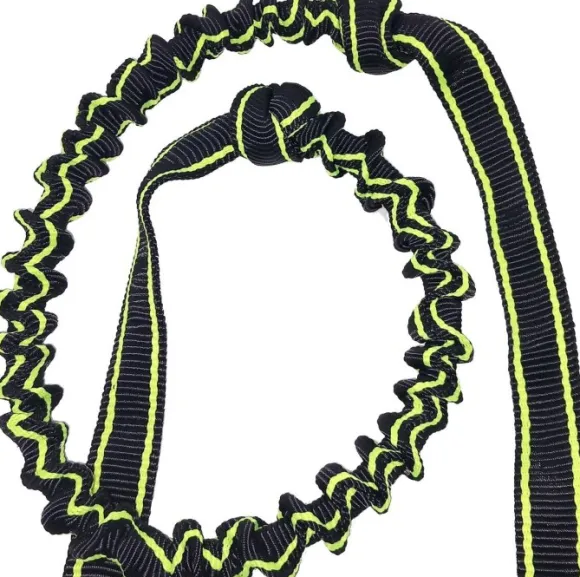 FinNero POWER talutushihna jousto-osiolla, musta/keltainen