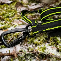 FinNero POWER talutushihna jousto-osiolla, musta/keltainen