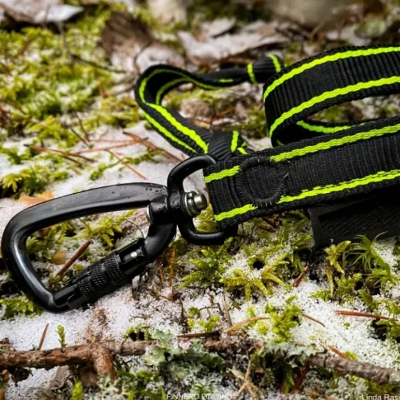 FinNero POWER talutushihna jousto-osiolla, musta/keltainen