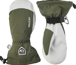 Hestra Army Leather Heli Ski Mitt kintaat, Olive