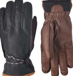Hestra Wakayama 5 finger nahkahanskat, unisex, tummansininen/ruskea