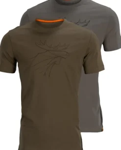 Härkila Graphic T-shirt puuvillainen t-paita, 2 kpl, ruskea/harmaa