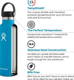 HydroFlask Insulated Standard Mouth Flex juomapullo, 621ml, tummansininen