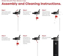 HydroFlask Wide Flex Straw Cap korkki, musta