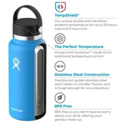 Hydroflask Wide Mouth Flex juomapullo, 946 ml, valkoinen