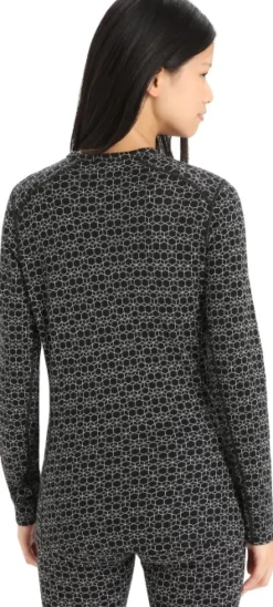 Icebreaker 250 Vertex LS Crewe Alpine Geo naisten kerrastopaita, musta/valkoinen