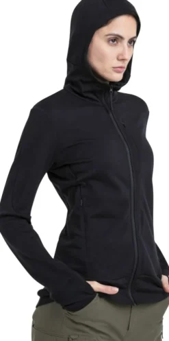 Icebreaker Mer 260 Quantum IV LS Zip Hoodie naisten huppari, Black