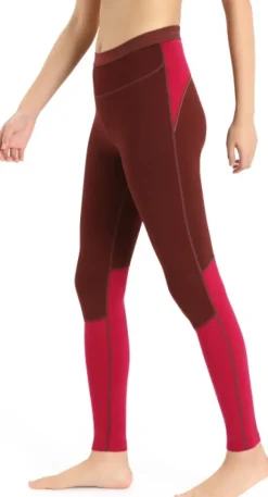 Icebreaker ZoneKnit 260 Leggings naisten kerrastohousut, punaruskea/punainen