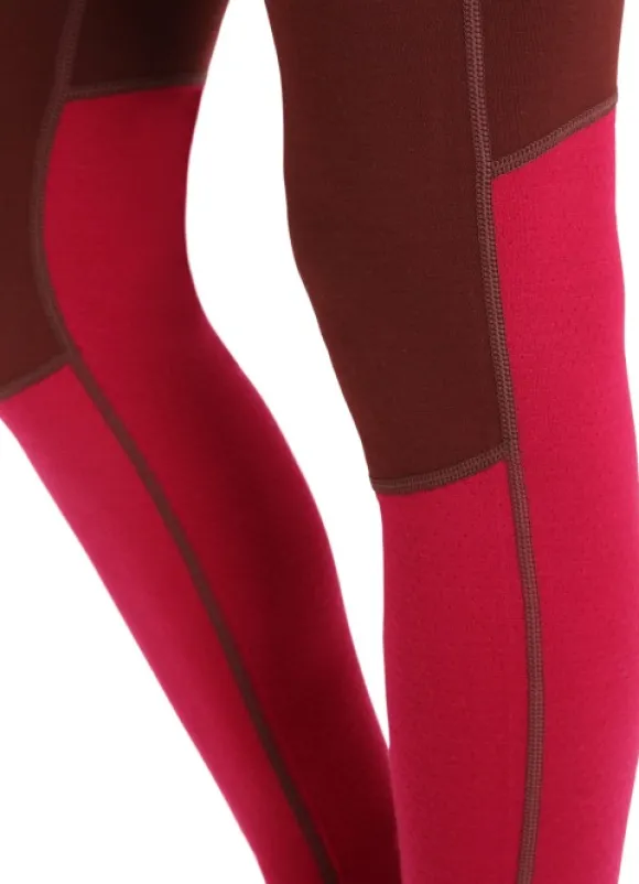 Icebreaker ZoneKnit 260 Leggings naisten kerrastohousut, punaruskea/punainen