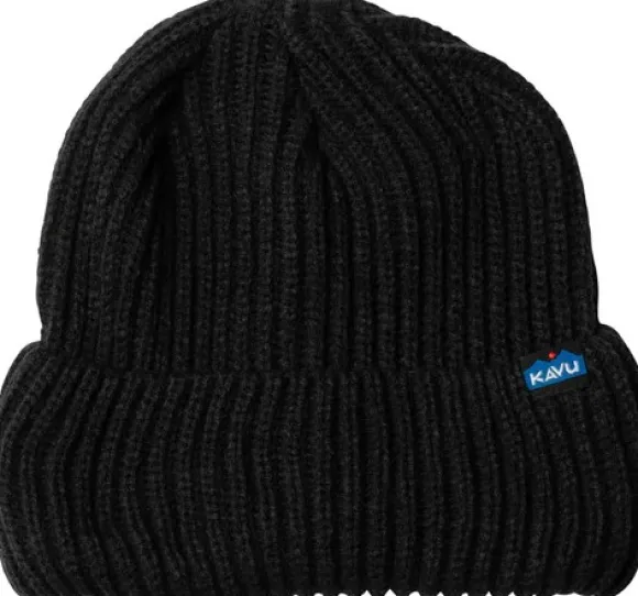 Kavu Trawler Unisex joustinneulottu pipo, musta