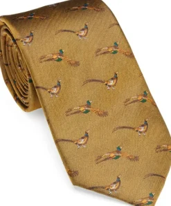 Laksen Fly-By Pheasant Tie silkkikravatti, ruskea