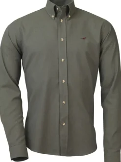 Laksen Oliver Shirt Cotton kauluspaita, harmaanvihreä