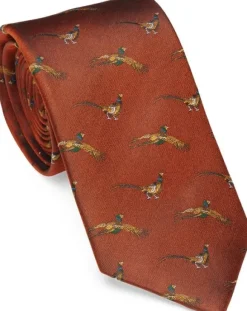 Laksen Pheasant Tie silkkisolmio, Blood Orange