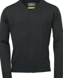 Laksen Sussex V-Neck Olive merinovillapusero, harmaanvihreä