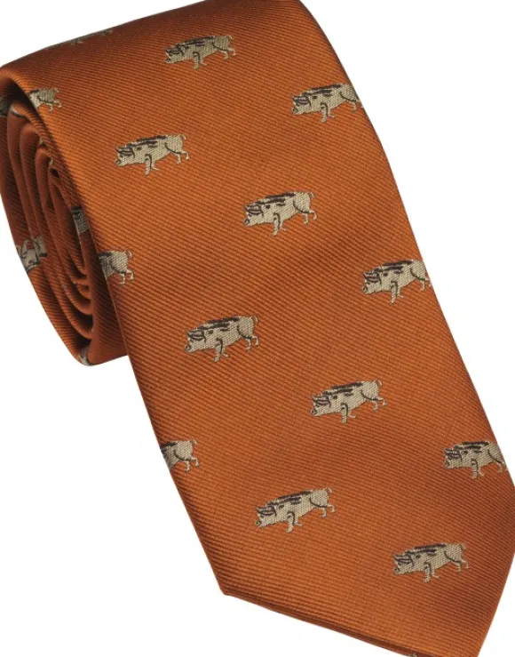 Laksen Wild Boar Silk Tie silkkisolmio, Blood Orange