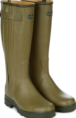 Le Chameau Chasseur Leather Lined Boot kumisaappaat nahkavuorilla, vihreä