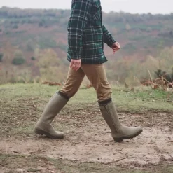Le Chameau Chasseur Leather Lined Boot kumisaappaat nahkavuorilla, vihreä