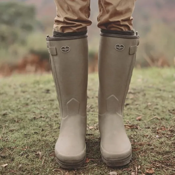 Le Chameau Chasseur Leather Lined Boot kumisaappaat nahkavuorilla, vihreä