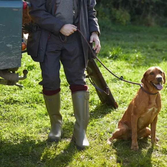 Le Chameau Chasseur Leather Lined Boot kumisaappaat nahkavuorilla, vihreä
