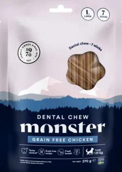Monster Dog Dental Chew GF hammashoitoherkku kana, L, 7 kpl