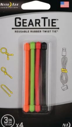 Nite Ize Gear Tie 3-Assorted 4-pack