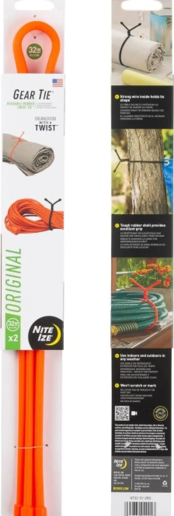 Nite Ize Gear Tie 32-Bright Orange 2pk kiinnitysremmit