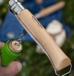 Opinel Corkscrew, Bottle Opener, Knife N°10 veitsi korkkiruuvilla ja pullonavaajalla, Beechwood