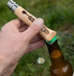Opinel Corkscrew, Bottle Opener, Knife N°10 veitsi korkkiruuvilla ja pullonavaajalla, Beechwood
