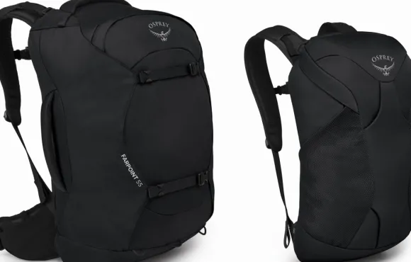 Osprey Farpoint 55 matkailurinkka, musta