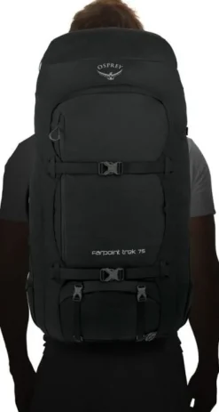 Osprey Farpoint Trek rinkka 75L, musta