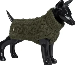 PAIKKA Handmade Knit koiran neulepusero, 20-30 cm, maastonvihreä