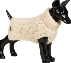 PAIKKA Handmade Knit koiran neulepusero, 20-30 cm, luonnonvalkoinen