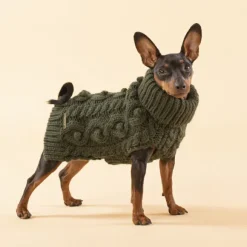 PAIKKA Handmade Knit koiran neulepusero, 20-30 cm, luonnonvalkoinen