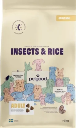 Petgood Insektsfoder med Ris Vuxen koiranruoka, 3 kg