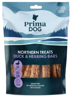 PrimaDog Northern Treats Anka-Strömming Bar makupalat, 150g
