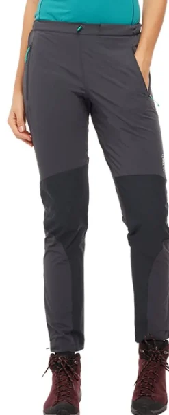 Rab Torque Softshell naisten kiipeily/vaellushousut, tummanharmaa/musta