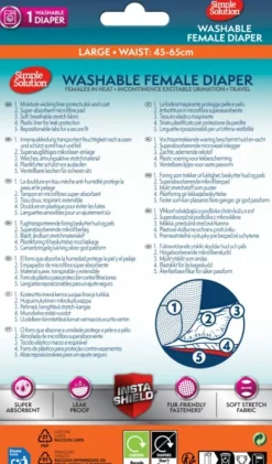 Simple Solution Washable Female Diaper nartun suoja, Large