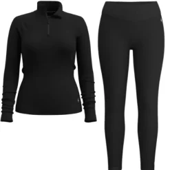 Smartwool Classic Thermal Merino 1/4 Zip + Bottom naisten kerrasto, musta