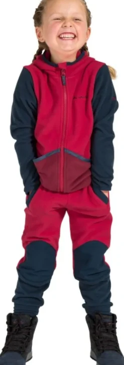 Vaude Kids Pulex Hooded Jacket lasten fleecetakki, punainen/tummanharmaa