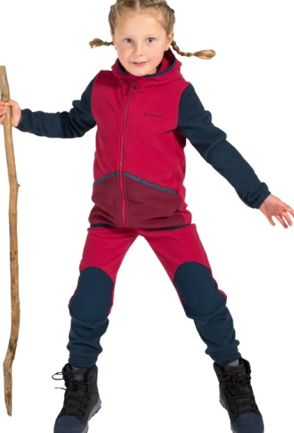 Vaude Kids Pulex Hooded Jacket lasten fleecetakki, punainen/tummanharmaa