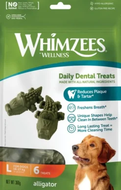 Whimzees Alligator L hammashoitoherkku, 6 kpl