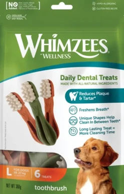 Whimzees Toothbrush Star L hammashoitoherkku, 6 kpl