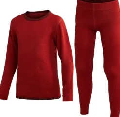 Woolpower Crewneck + Long Johns 200 Kids lasten kerrasto, Autumn Red