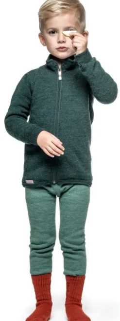 Woolpower Kids Full Zip Jacket 400 lasten merinovillatakki, vihreä